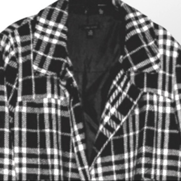 🆕EXCELLENT Black & White Wool Plaid Cape/Jacket - Picture 3 of 5